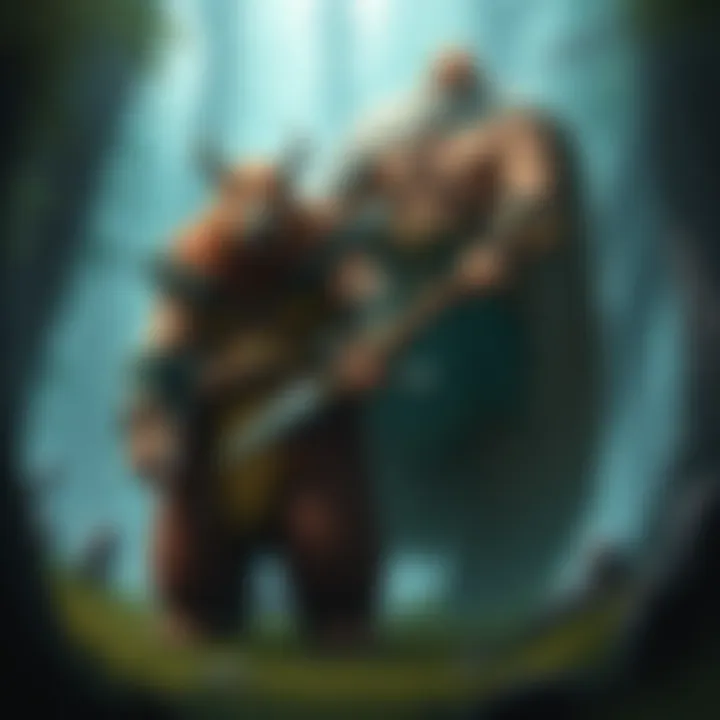 Lone Druid with Bear Lone Druid character stands confidently with his powerful bear companion in a forest setting, highlighting their strength in battle.