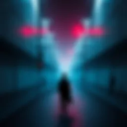 A solitary figure walks down a quiet street, surrounded by empty spaces, representing loneliness and silence.