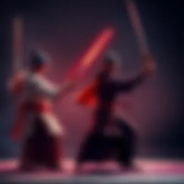 Two martial artists in a friendly longsword duel, showcasing their techniques and gear.