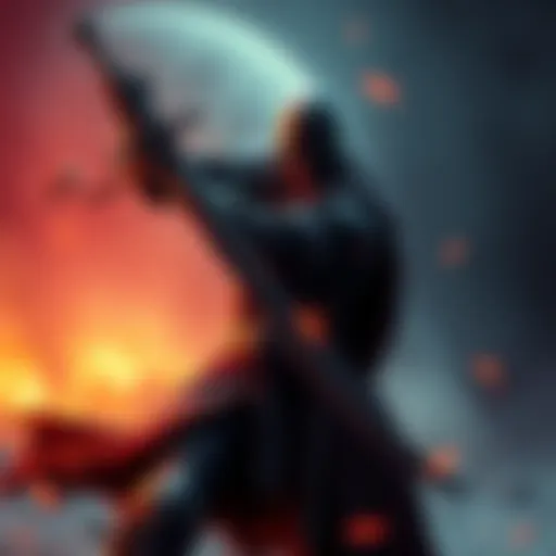 A dark crusader character wielding a longsword, showcasing strength and radiance in a fantasy setting