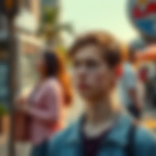A young man using the Clavicular technique looks disappointed after being rejected by a girl in a casual outdoor setting.