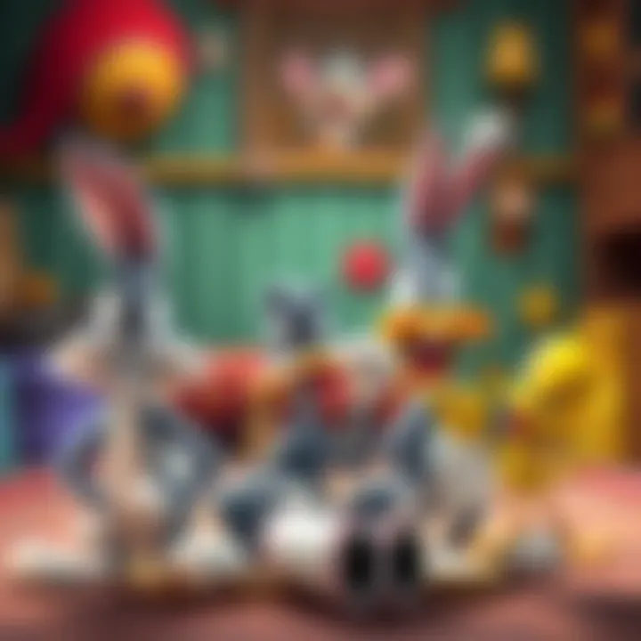 Looney Tunes Characters Colorful depiction of iconic Looney Tunes characters including Bugs Bunny, Daffy Duck, and Tweety Bird in a fun setting