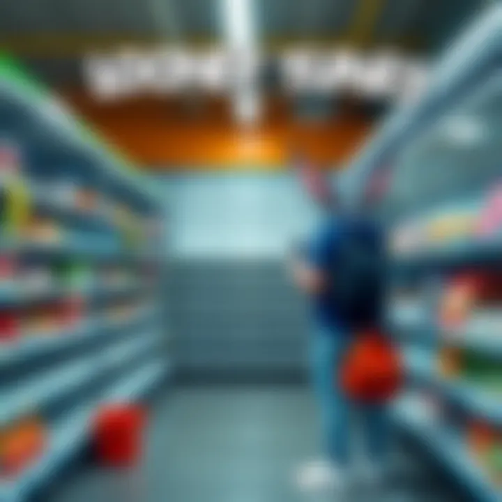 Looney Tunes Item Season Disappointment Fans looking at empty shelves where Looney Tunes items were expected, showing their disappointment.