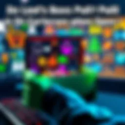 A player opening a loot box filled with various colorful skins and items on their screen.