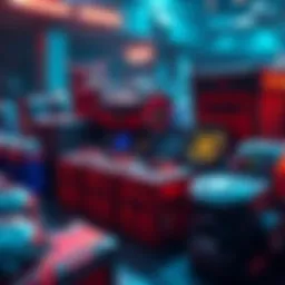 A variety of loot containers shown in a game setting, highlighting locations for farming augment blueprints.