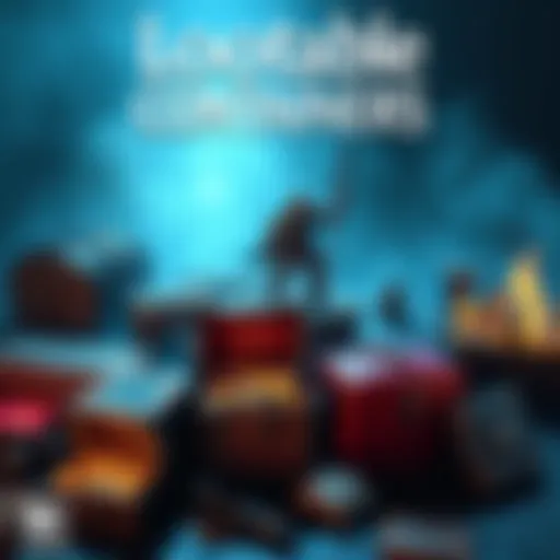 Various lootable containers from popular video games like KOTOR 2, Kingdom Come: Deliverance, and Baldur's Gate 3, showcasing different types of hidden treasures and items.