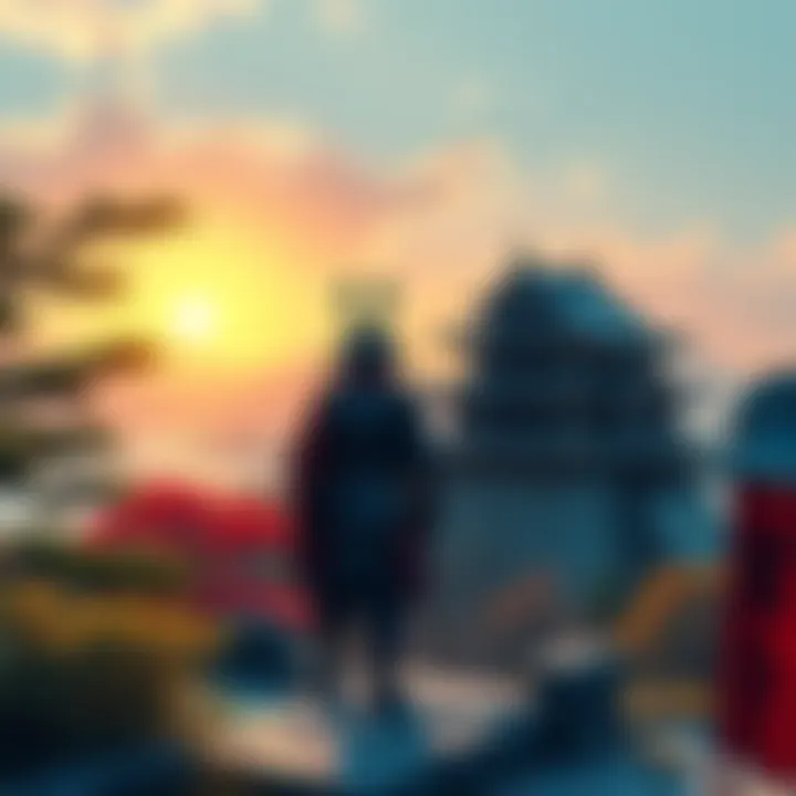 Lord Shimura on Tsushima Island A historical depiction of Lord Shimura standing on Tsushima Island, dressed in samurai armor, overlooking the landscape with a traditional Japanese castle in the background.