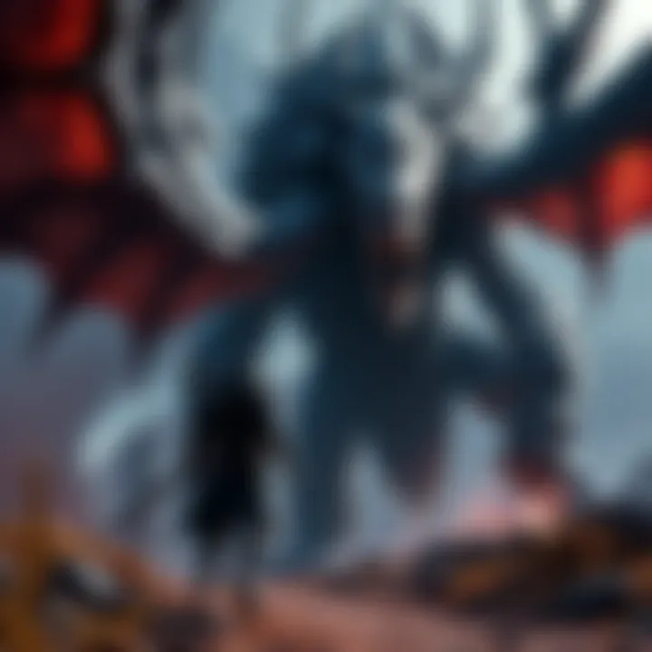 A character in dark armor confronts a large monster in a detailed fantasy landscape from Lords of the Fallen.