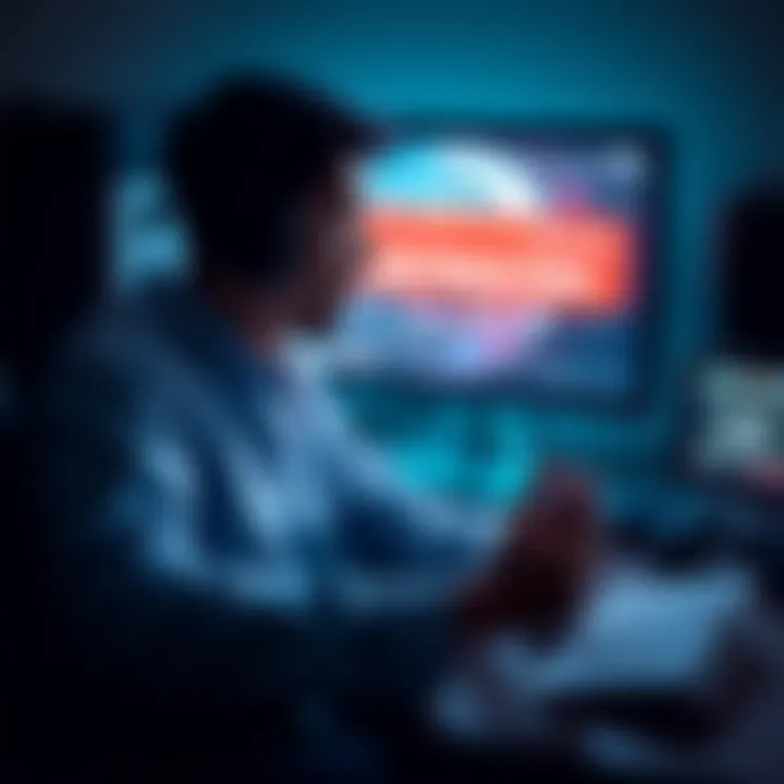 A distressed gamer sitting in front of a computer screen showing an error message about lost game data, surrounded by game controllers and a notepad with recovery tips.