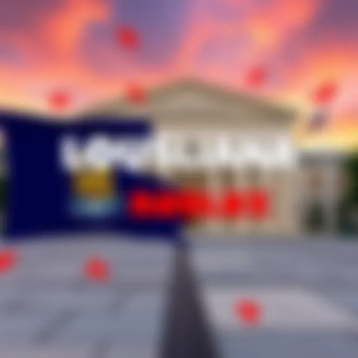 The state of Louisiana's flag and Roblox logo against a courthouse background, symbolizing the lawsuit