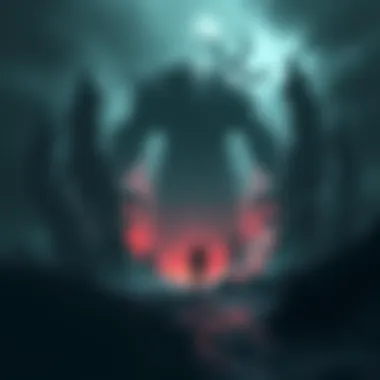 A dark, atmospheric scene showcasing a character facing a giant, monstrous figure in a stormy landscape, symbolizing the game launch.