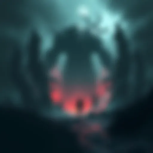 A dark, atmospheric scene showcasing a character facing a giant, monstrous figure in a stormy landscape, symbolizing the game launch.