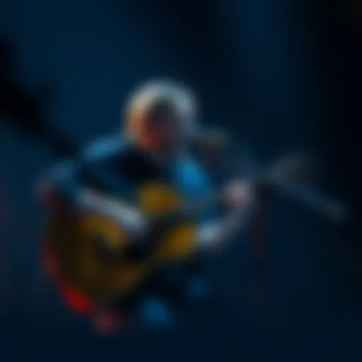 Musician Low Roar plays guitar and sings, capturing the emotional essence of the song 'Patience' in a serene setting.