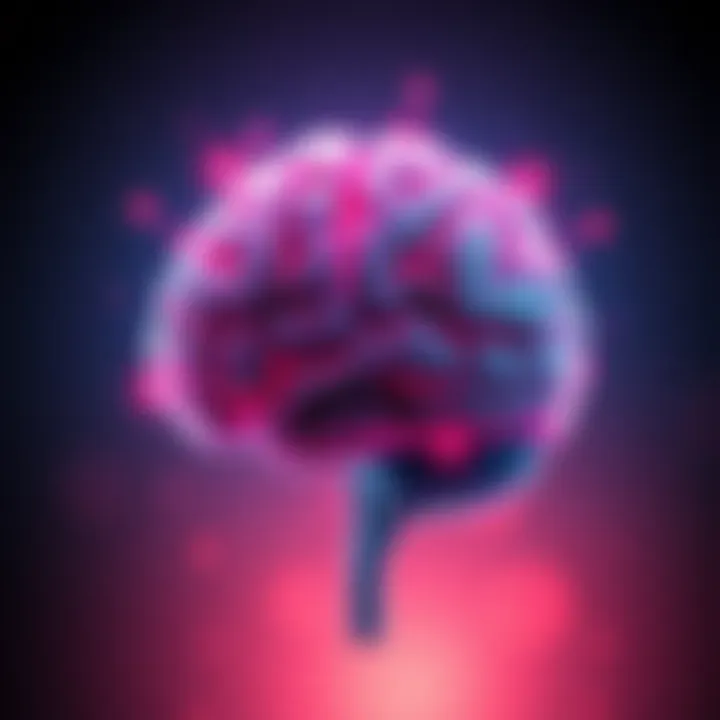 A graphic showing a brain with a sad face, symbolizing low dopamine levels and mental health issues.