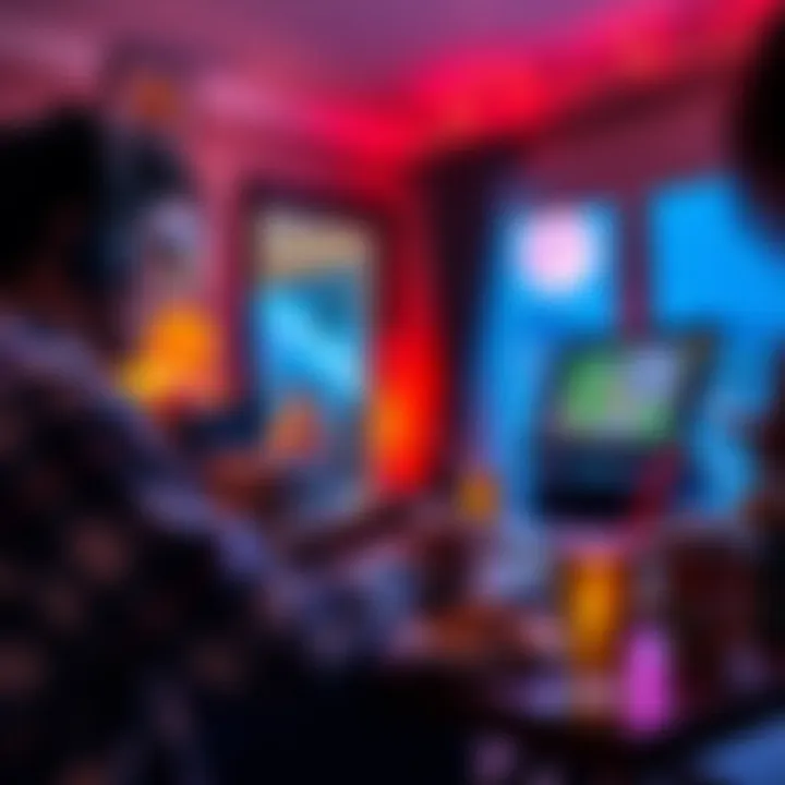 Low-End 2D Games on Laptop A person playing low-end 2D games on an old laptop in a cozy room with snacks and drinks.