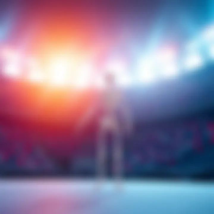 A low poly skeleton appears in the background of a stadium level cutscene, creating an interesting focal point.