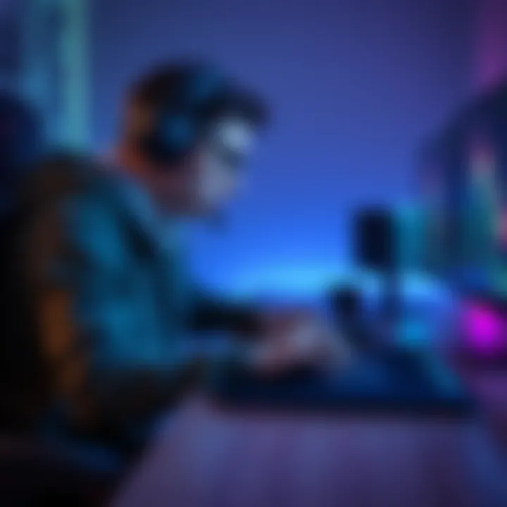 A low sensitivity gamer testing a glass mousepad while gaming, focusing on comfort and movement, with a clean setup in the background.