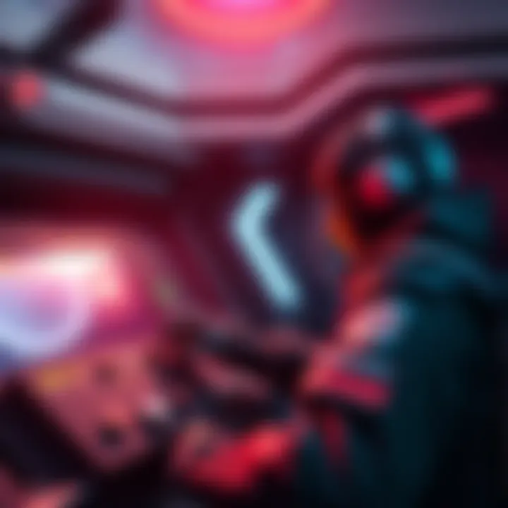 Lowering Reactor Core Shield A player in a sci-fi setting inputting a code on a control panel to lower the reactor core shield