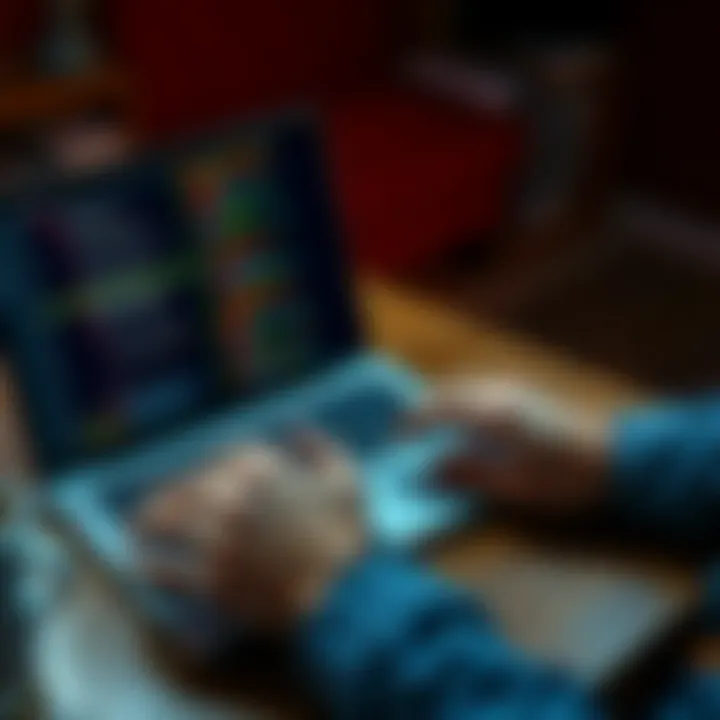 A person coding in Lua on a laptop with code on the screen and a coffee cup beside them