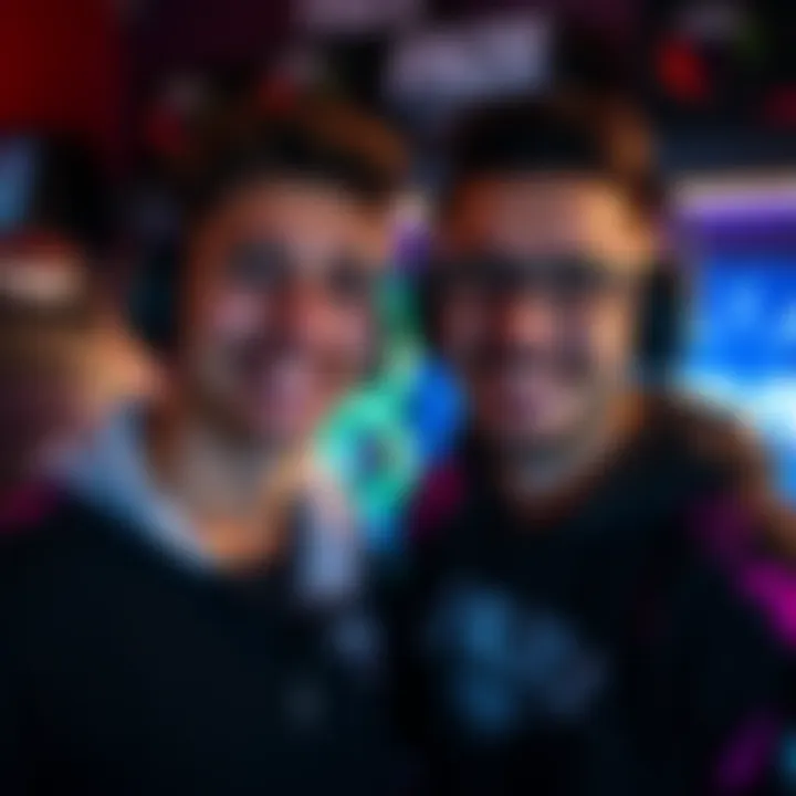 Lucid and Trippy smiling together, representing their reunion for a new duo in Faze, with gaming gear in the background.