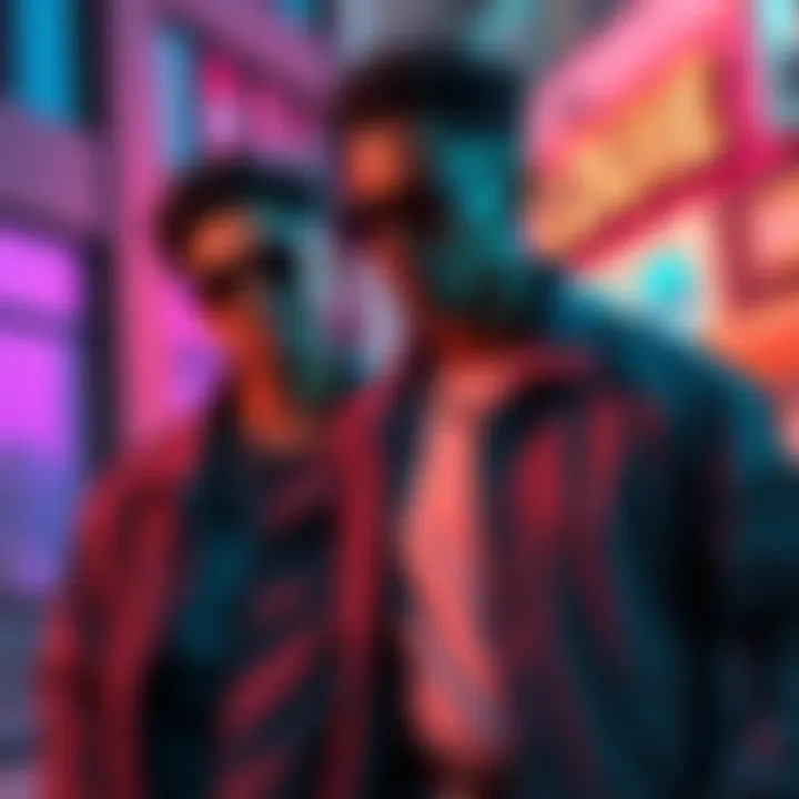 Lucien West with Lil Louie Lucien West stands confidently next to Lil Louie, showcasing their connection through a backdrop of a vibrant urban setting.