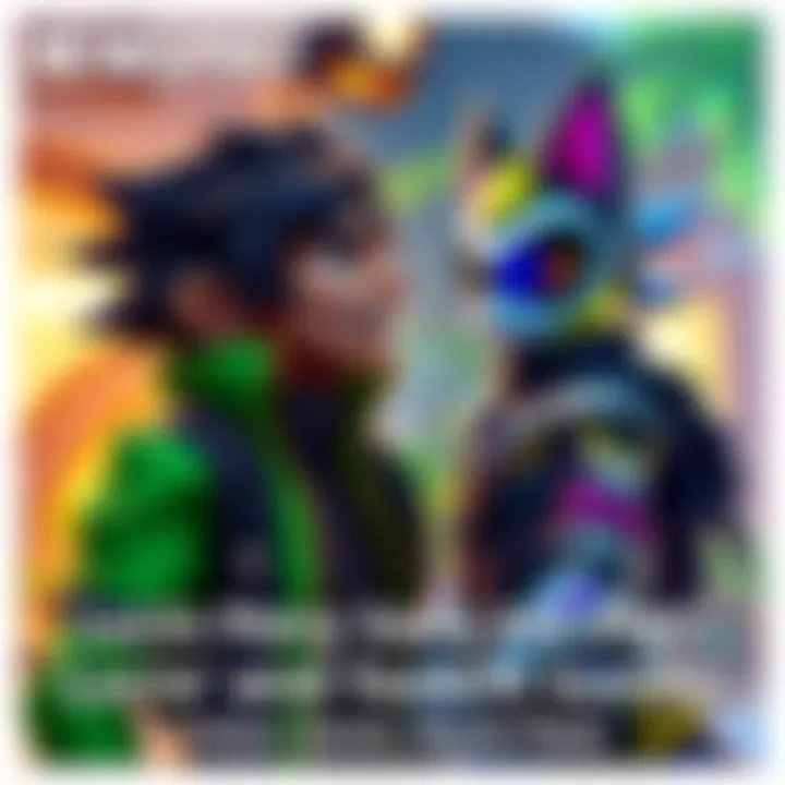 Lucio and Sombra Interaction Lucio playfully asks Sombra about her favorite animal, both characters looking cheerful in a vibrant setting.