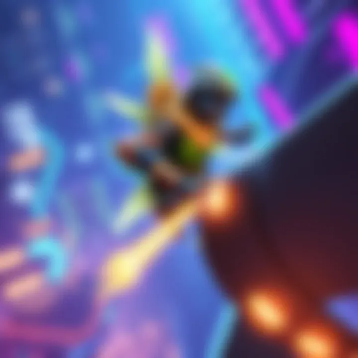 Lucio in Action A Lucio player performing a wall ride while healing teammates in a vibrant gaming environment