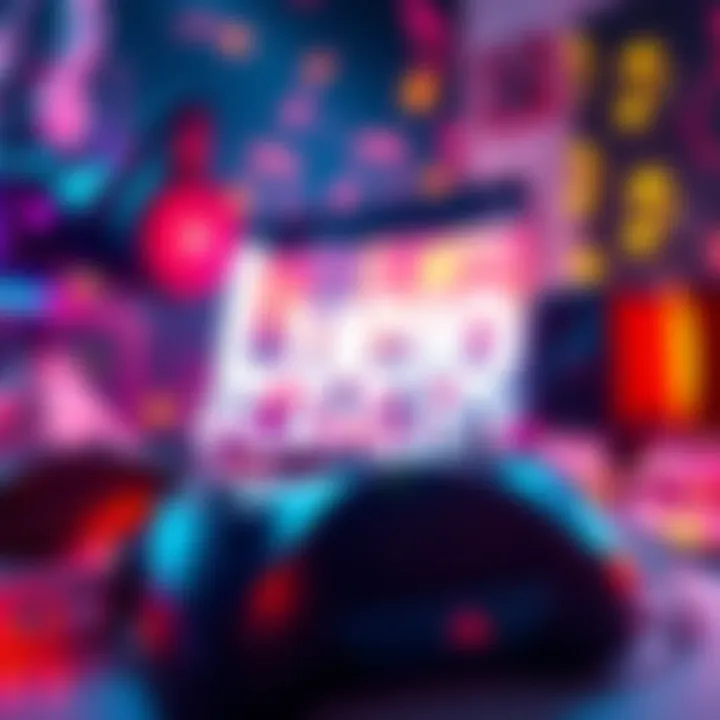 A vibrant playlist of energetic songs for Lucio gaming enthusiasts with music notes and gaming elements