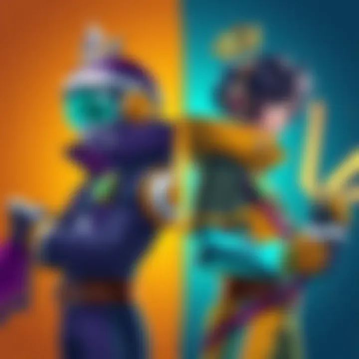 A vibrant illustration showing the Lucio character wearing the Space Prince skin on one side and the Jazzy skin on the other, each showcasing their unique designs and colors.