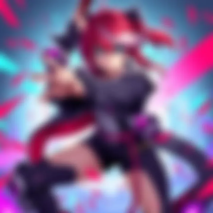 A dynamic illustration of the character Lucy from Guilty Gear -Strive-, showcasing her fighting stance with a vibrant background.
