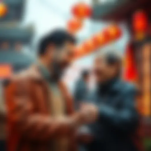 Ludwig and a Chinese man smiling and sharing cultural insights in a warm setting