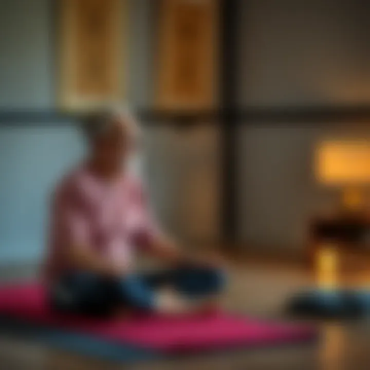 Ludwig Talking with His Yoga Teacher Ludwig sits on a yoga mat, engaged in a deep conversation with his yoga teacher, both looking thoughtful and connected.