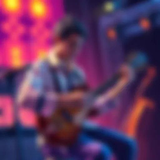 Luke Pickman plays multiple instruments in a colorful setup while performing Corridors of Time from Chrono Trigger.