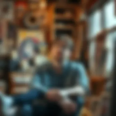 Luke Smith sitting thoughtfully in a studio surrounded by art and memories, looking contemplative about lost friendships and creative spaces.