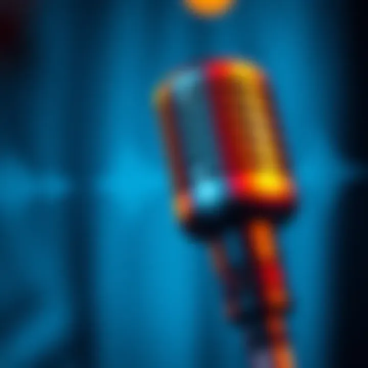 Close-up of a microphone with sound waves symbolizing music debate