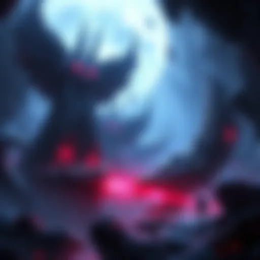 A stunning scene from Luna Abyss featuring cosmic elements and a character in a dark, eerie environment with bullet hell action.