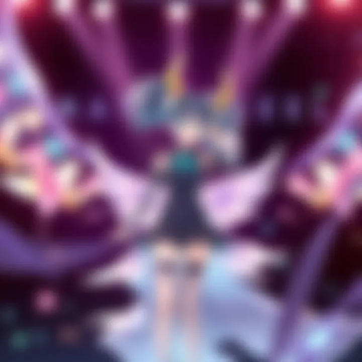 Luna performing in the Battle Concert, showcasing skills 2, 3, and 4 with colorful effects around her.