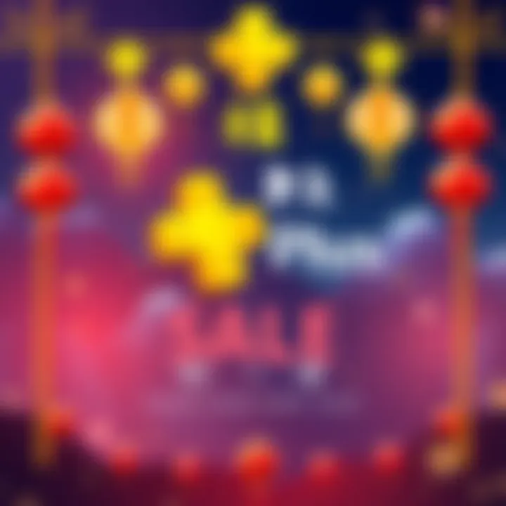 Promotional graphic for Lunar New Year discounts on PlayStation Plus memberships, featuring vibrant colors and festive decorations.