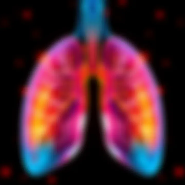 A detailed illustration showing the lungs with cooler temperature zones highlighted, emphasizing their unique functionality in the respiratory system.