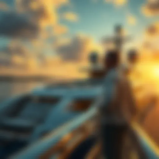 Gaben exploring options for a new luxury yacht on a sunny dock