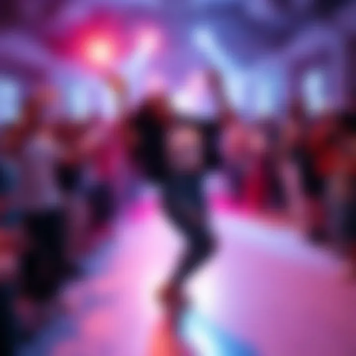 lyasyaa performing a lively dance routine to the song 'Beggin', surrounded by cheering fans.