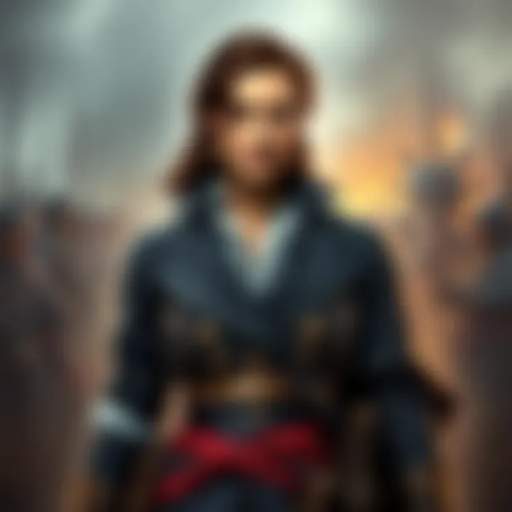 Lydia Frye, a strong woman in period clothing, looks determined with a backdrop of World War I, showcasing her connection to Churchill and the suffragette movement.