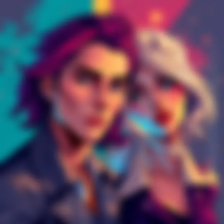 Vibrant artwork of Lynch and Sophie showcasing different artistic styles and interpretations.
