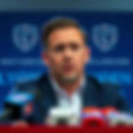 Lyon CEO speaking at a press conference about potential new signings for the team