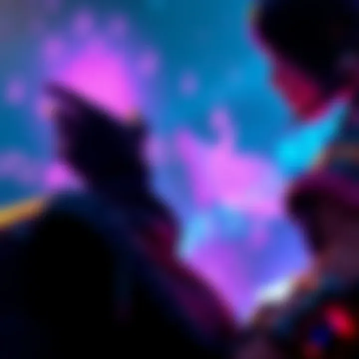 A scene from a video game featuring a character experiencing a thrilling moment with lyrical music playing in the background.