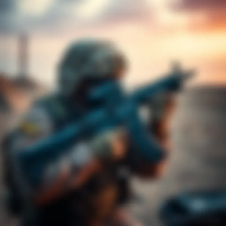 A soldier holding an M249 assault rifle during a training exercise, showcasing its design and functionality.