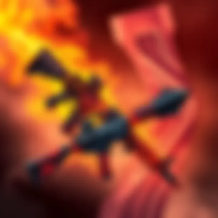 Comparison of Roaring Immolation and Crimson Skyblade M416 skins with vibrant designs