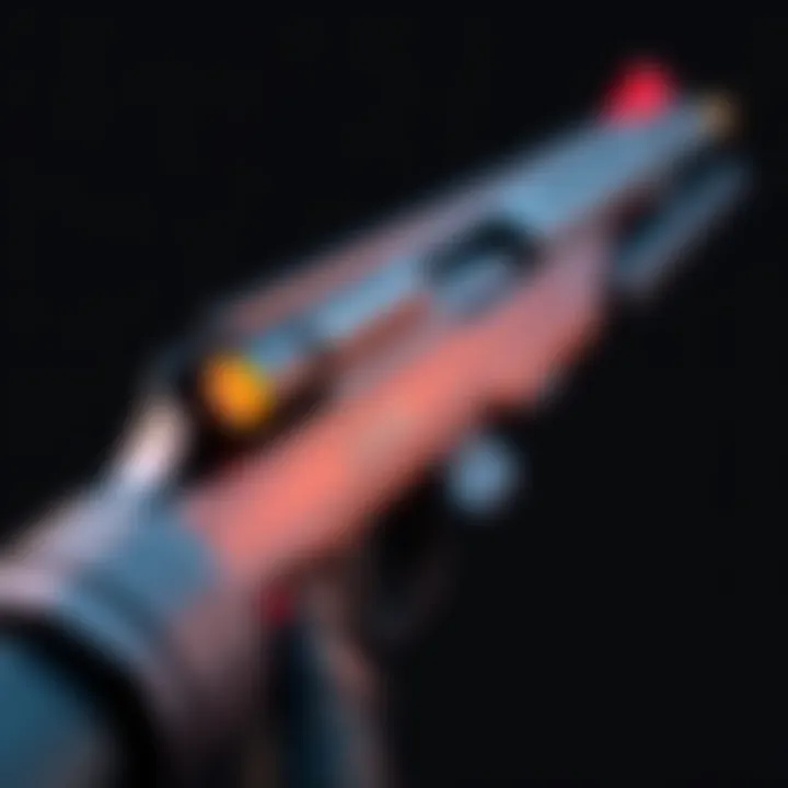 A close-up of the M90 shotgun from Halo CE showing its distinctive design and details.