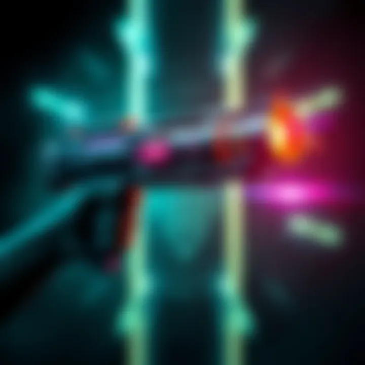 The Maahes HC4 hand cannon showcased in an action pose, highlighting its sleek design and powerful void energy effects, perfect for PvE gameplay.