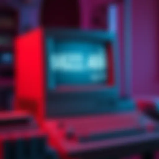 A vintage Macintosh workstation with a large monitor and keyboard, showcasing a price tag of $62,400 for 1GB RAM.